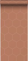 ESTAhome behang hexagon terracotta - 139376 - 0,53 x 10,05 m