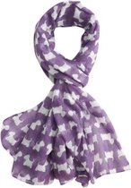 Lichte dames sjaal met scottie print | Paars | Mode accessoire | Geschenk | Cadeau voor haar