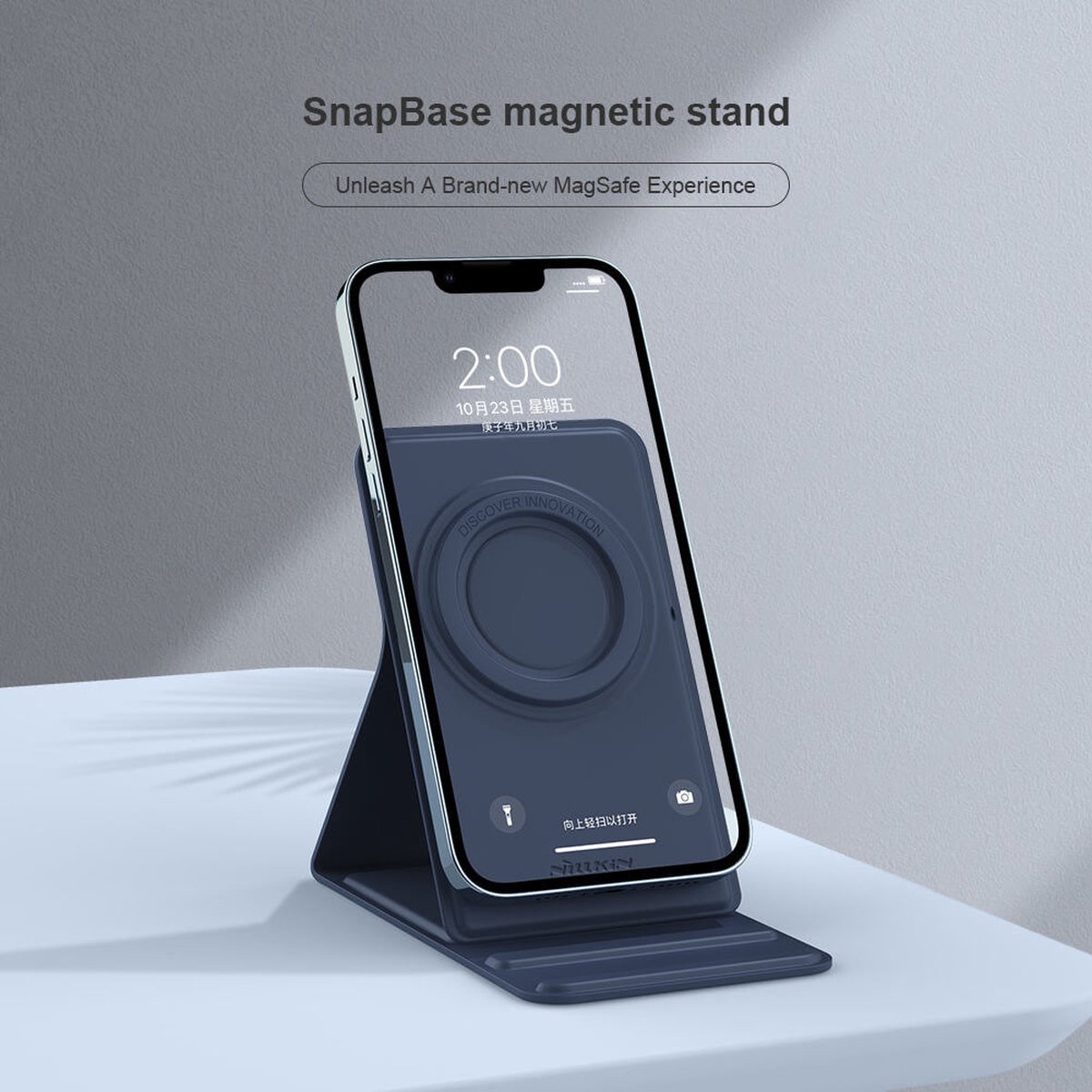 Nillkin SnapBase Magnetische MagSafe Stand Echt Leer Houder Zwart