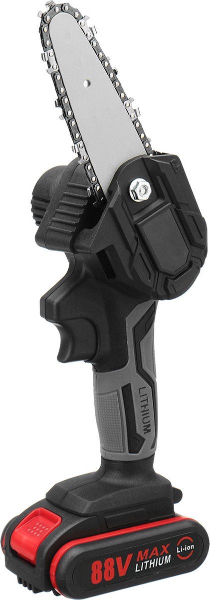 Mini-kettingzaag met accu, 15 cm, accu-kettingzaag, elektrische eenhandsbediening met 2 accu's en oplader, handkettingzaag, accu voor tuinschaar, takkenschaar, houtsnijding en tuinwerkzaamheden
