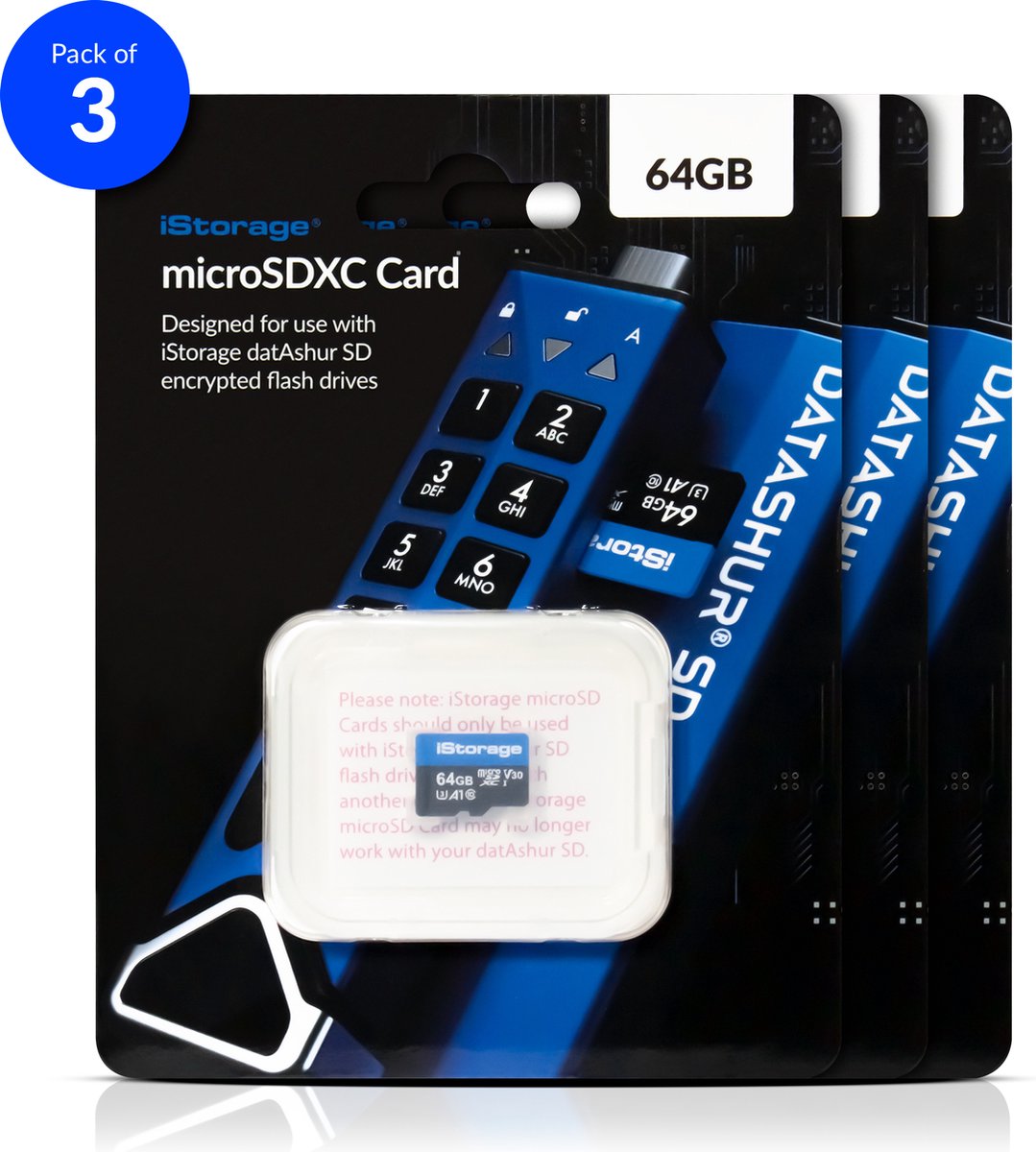 iStorage MicroSD Card 64GB - 3 Pack - alleen te gebruiken met de iStorage datAshur SD flashdrive (module) - IS-FL-DSD-256