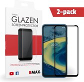 2-pack BMAX geschikt voor Nokia XR20 Screenprotector - Full Cover gehard glas - Beschermglas 2 stuks - Tempered Glass - Glasplaatje - Zwart