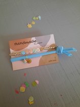 By_Evelien Luxe Armband Liefde & Geluk Set - Fijne kraaltjes - Rosé - Graveren - Hartje - Opkikker - Klaver - Miyuki - Groen - 3 mm Plated gold - Origineel cadeau - Moederdag - Fee