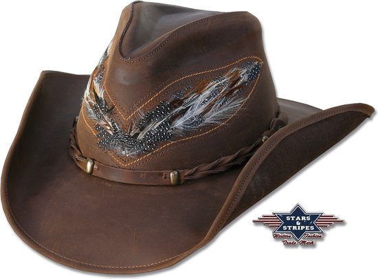 Chapeau western en cuir Stars & Stripes OUTBACK L