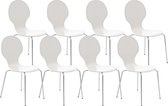 Clp Diego - Lot de 8 chaises empilables - Blanc