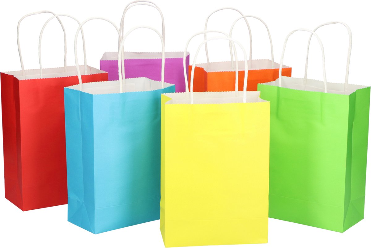 Partizzle 24x Uitdeelzakjes van Papier - Snoepzakjes voor Kinderen - Uitdeeltasjes Kinderfeestje Verjaardag - Klein Speelgoed Cadeauzakjes - Carnaval Snoep Uitdeelcadeautjes Fidget Toys Traktatie Zakjes - 21x15 cm — afbeelding 7