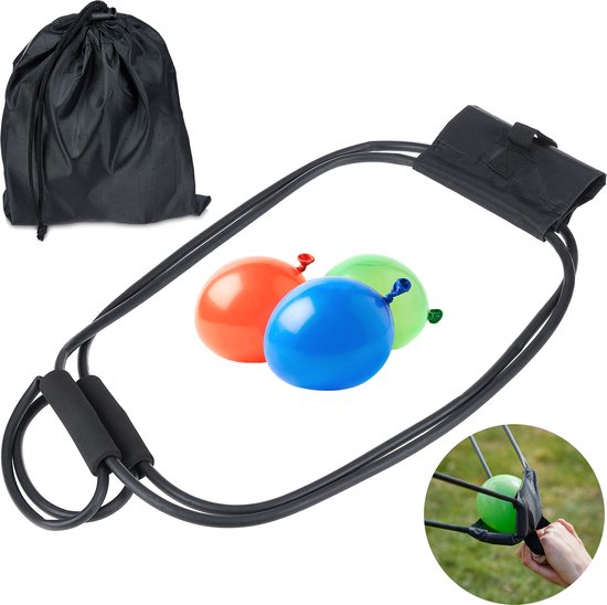 Foto: Relaxdays waterballon launcher slingshot 3 personen waterspeelgoed met draagtas