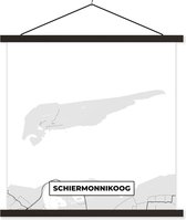 Posterhanger incl. Poster 90x90 cm - Schoolplaat - Kaart - Schiermonnikoog - Eiland - Stadskaart - Plattegrond - Textielposter - Zwarte latten - Plattegrond