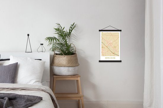 Porte-affiche avec affiche - Affiche scolaire - Berlicum - Nederland - Plan de la ville - Plan d'étage - Carte - 40x60 cm - Lattes noires