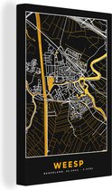 Toile Peinture Weesp - Carte - Or - Carte - Plan de Ville - 60x90 cm - Décoration murale