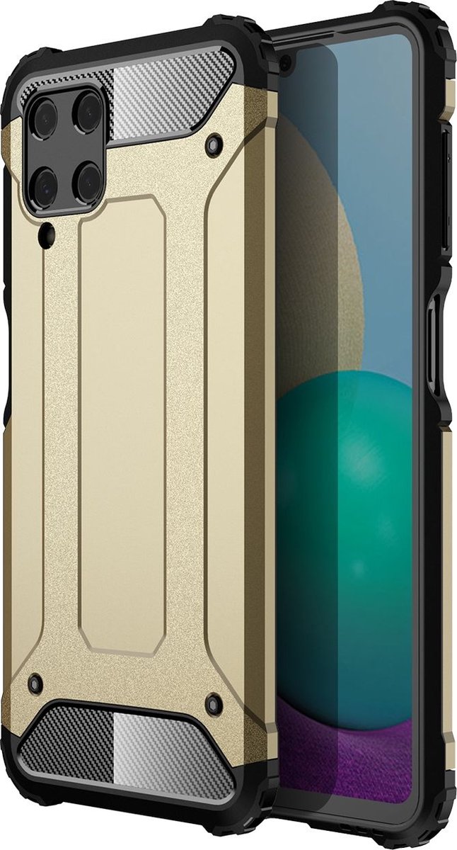 Mobigear Hoesje geschikt voor Samsung Galaxy A22 4G Telefoonhoesje Hardcase | Mobigear Outdoor Backcover Shockproof | Schokbestendig Galaxy A22 4G Telefoonhoesje | Anti Shock Proof - Goud