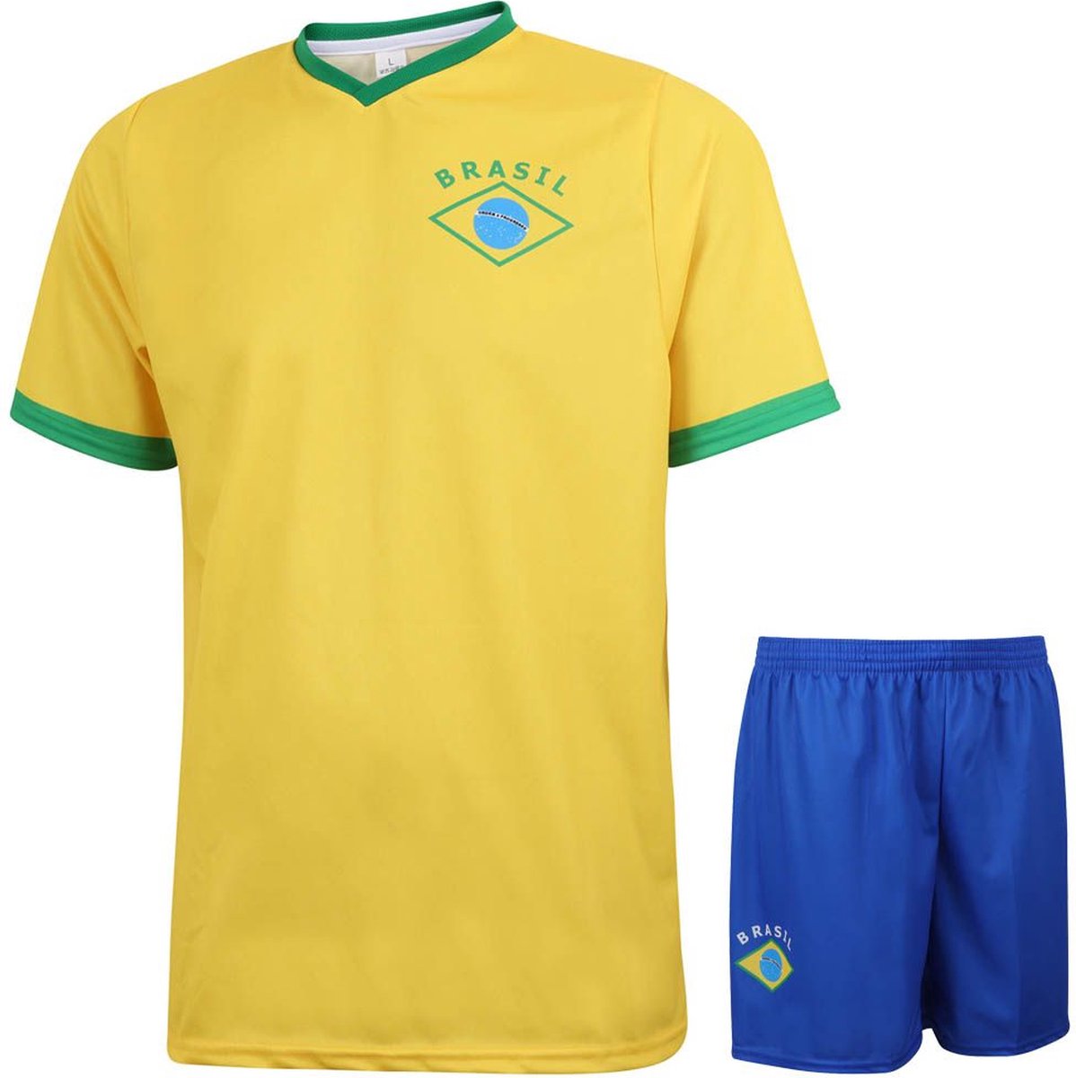 Brazilie Voetbaltenue - Voetbal Tenue Kinderen - Shirt en Broekje - Jongens en Meisjes - Volwassenen - Heren en Dames - Maat 104