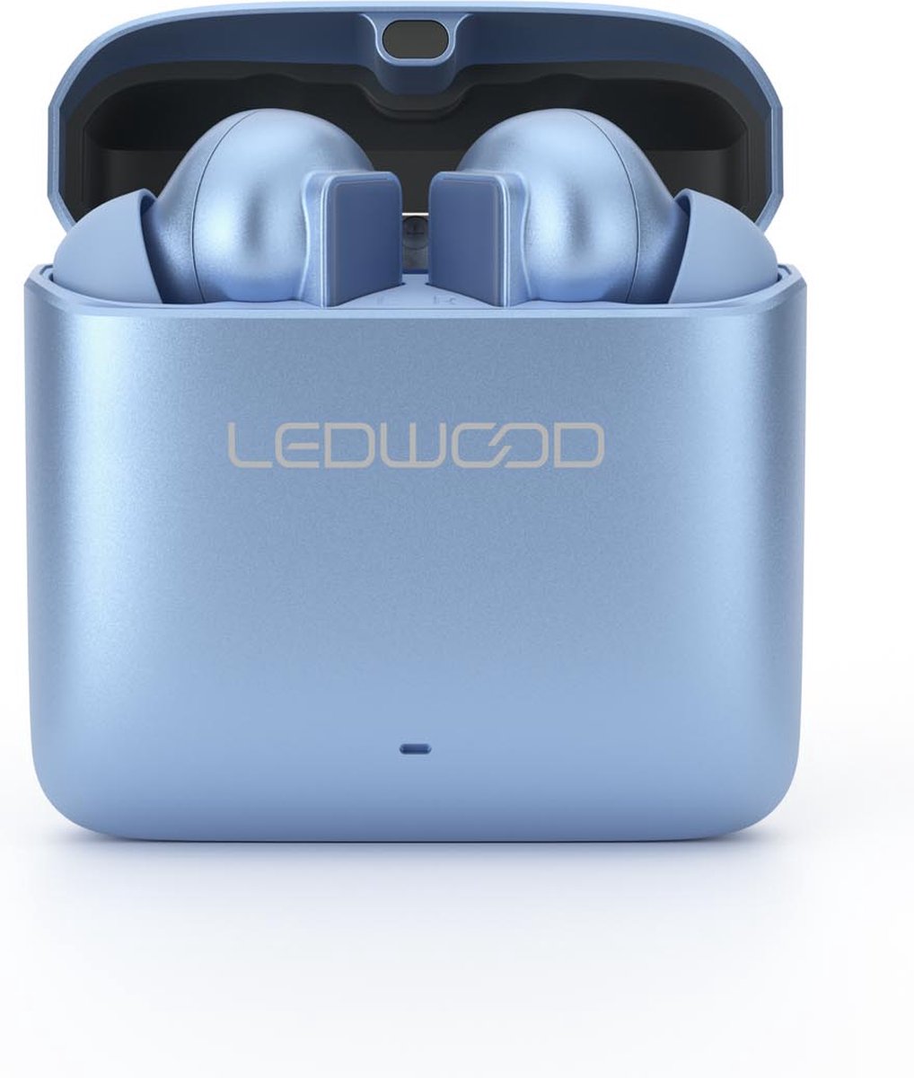 LEDWOOD LD-S20-BLU - TITAN S20 TWS in-ear earphones met metallic oplaadcase, blauw