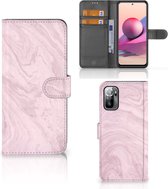 Coque pour téléphone portable Xiaomi Redmi Note 10/10T 5G | Etui à Rabat Poco M3 Pro Marbre Pink