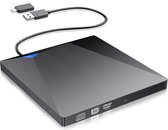 THS externe CD-/ DVD speler - Lezen en branden - USB 3.0 en USB-C - Zwart