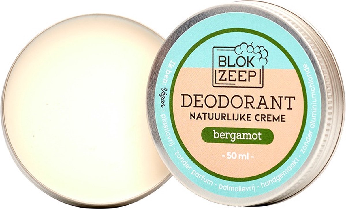 Blokzeep - deodorant creme - Bergamot - zonder palmolie - zonder plastic - vegan - dierproefvrij