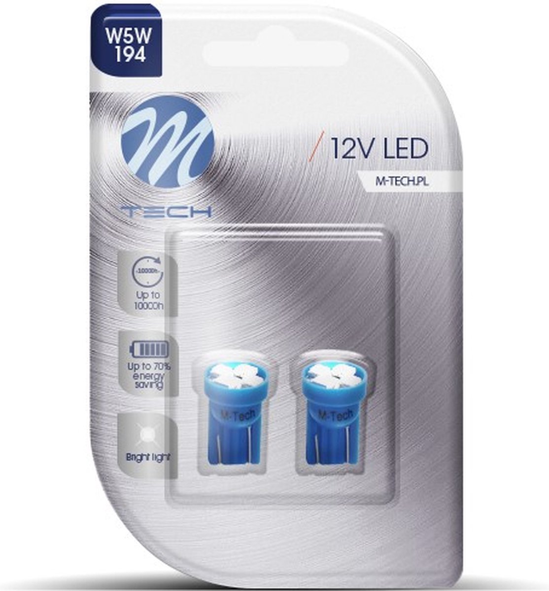 M-Tech LED W5W 12V - Basic 4x Led diode - Blauw - Set