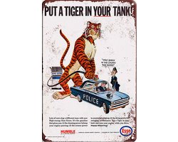 Signs-USA - Retro wandbord - metaal - Esso - Put a Tiger in Your Tank - Police - 30 x 40 cm