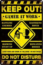 Signs-USA - Retro wandbord - metaal - Gamer at Work - Do not Disturb - 30 x 40 cm