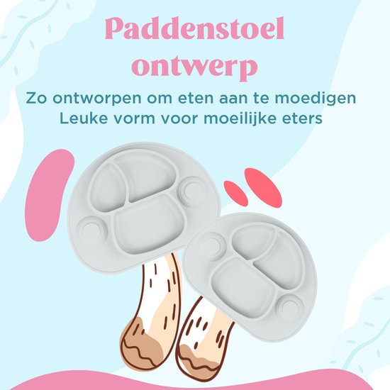 Nevi Kunststof Placemats - Kinderbestek Kinderservies Baby servies- Kinderbord - Placemat kinderen - Bord met zuignappen Grijs van Nevi — afbeelding 2