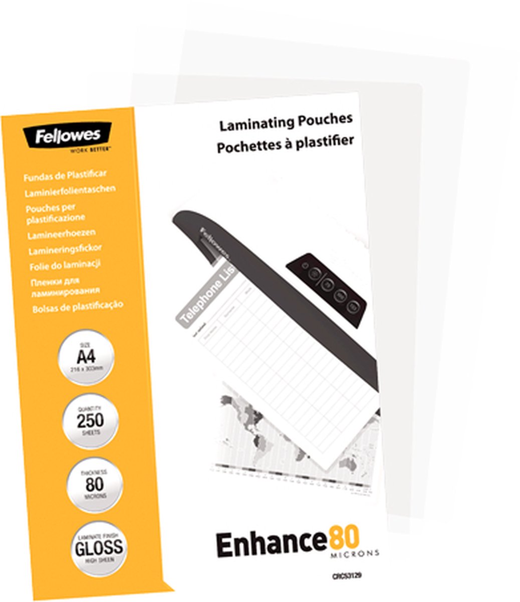 Fellowes - 250 Pochettes De Plastification A4 (216 X 303 Mm) - 80