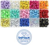Behave Smiley Kralen Set - Emoji Kralen - DIY Sieraden maken - Rijgdraad - 15 Kleuren - 9x6mm - 25 Kralen per Kleur - Totaal 375 Stuks