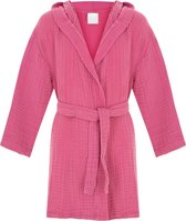 Badjas kind met capuchon | Mousseline 100% katoen | kinderbadjas voor jongens en meisjes | Douche & Zwembad & Strand | Roze 1/2 jaar
