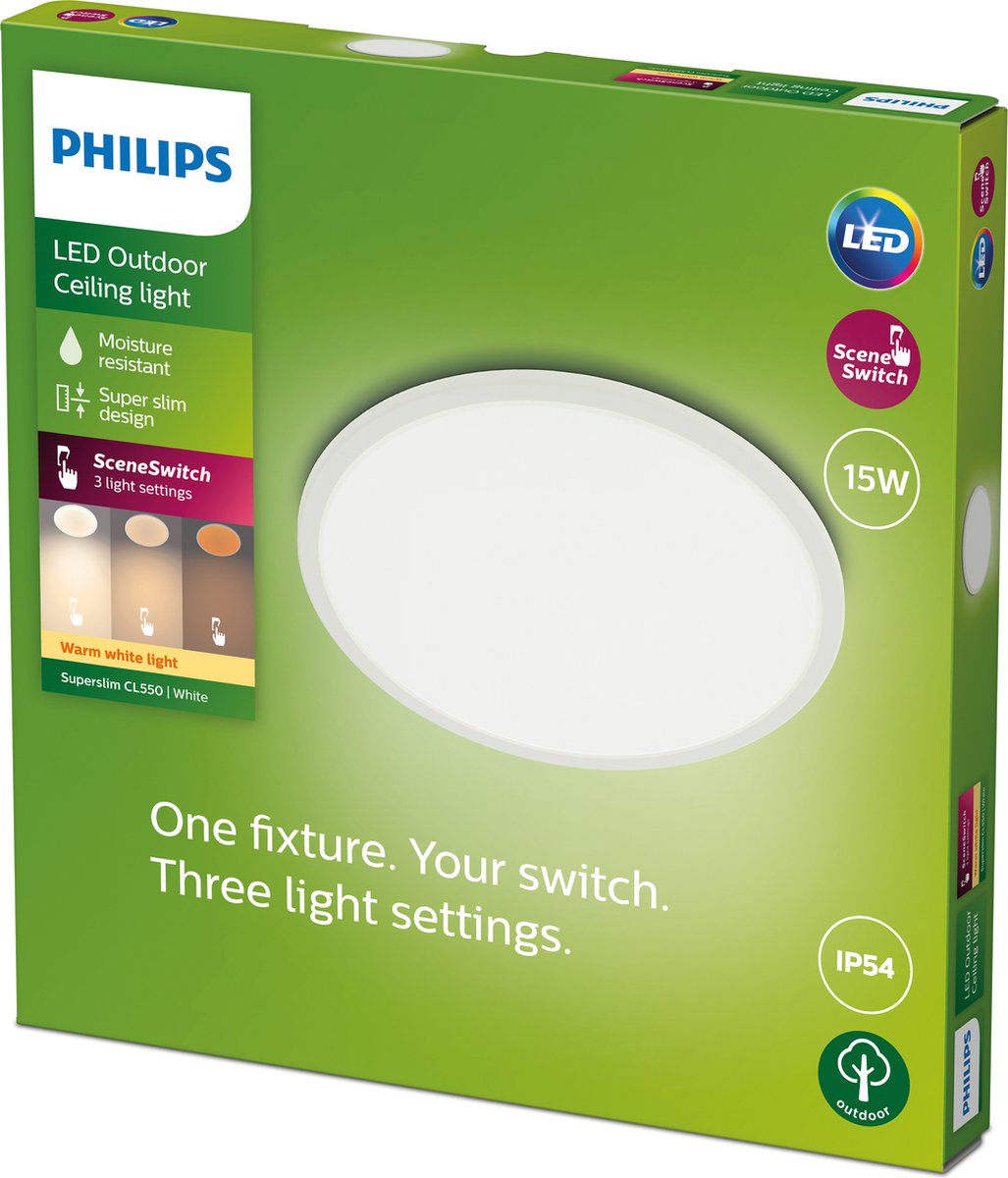Bol.com Philips SuperSlim Ceiling SSW 15W 27K White IP54 aanbieding