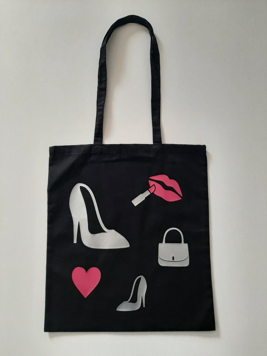 Girlie - Bedrukte tas - Katoenen tas - Shopper - Bedrukte tassen - Shopping bag - Kado