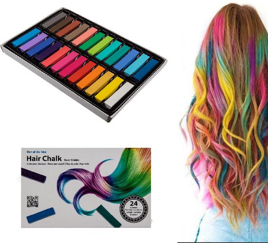 Haarkrijt - 24 Kleuren - Hair Chalk - Regenboog Haarverf - Haar Krijt  Haarkleuring -... | bol