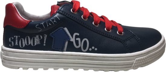 Naturino Mt 38 veter/rits 'start' lederen sneakers Kelp Navy Rood