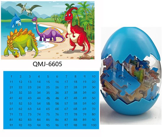 Dino ei - Dinosaurus puzzel - Dinosaurussen speelgoed vanaf 3 jaar - Dierenspeelgoed - Cadeau voor Kinderen - Kado Jongens - Verjaardag - Speelgoed - Kleur Blauw