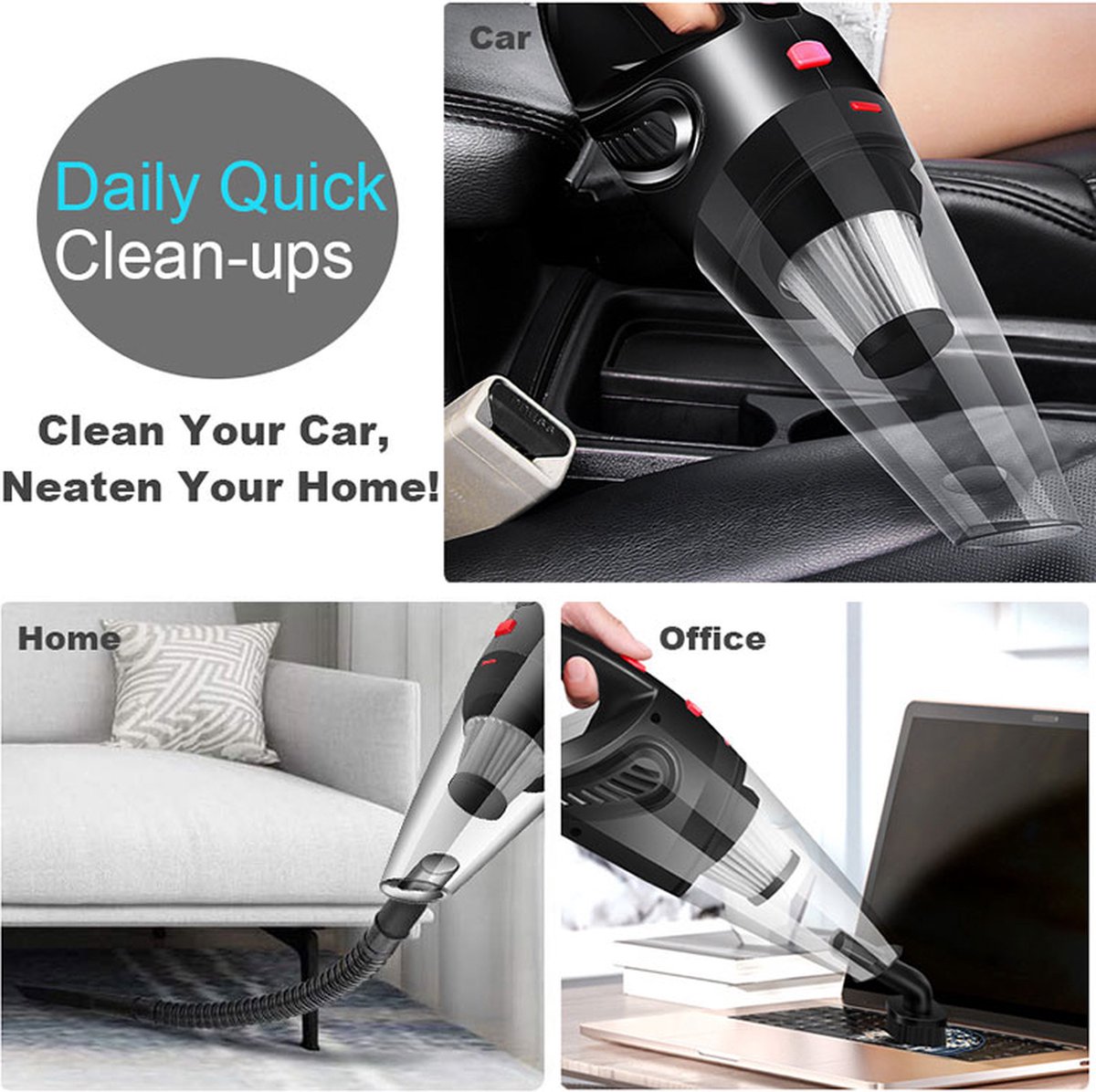 Woegel Draadloze Kruimelzuiger Nat en Droog Zwart - afbeelding 3