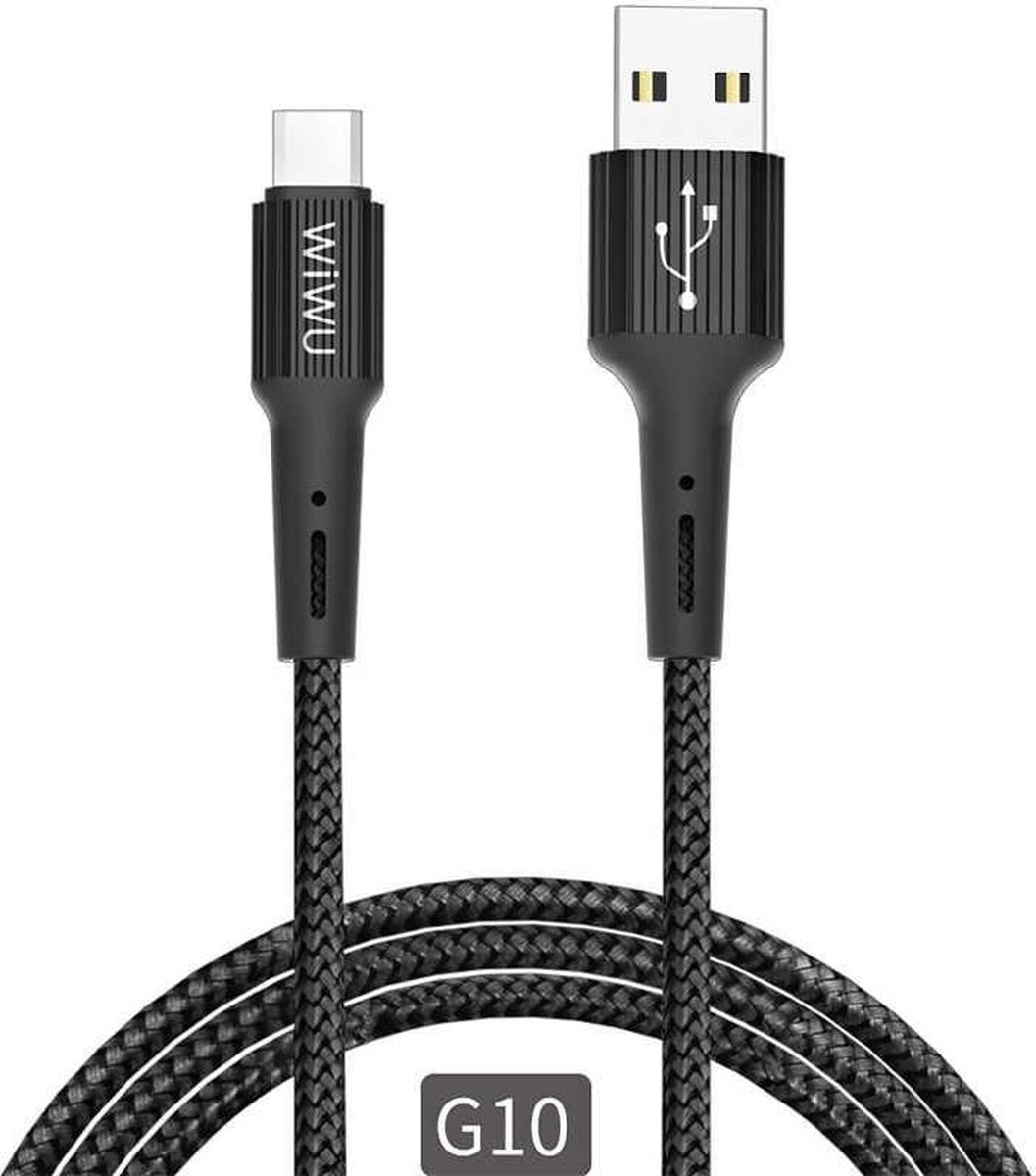 WIWU - Micro USB kabel naar USB 2.0 - Snellader- Nylon -1.2 meter- Zwart