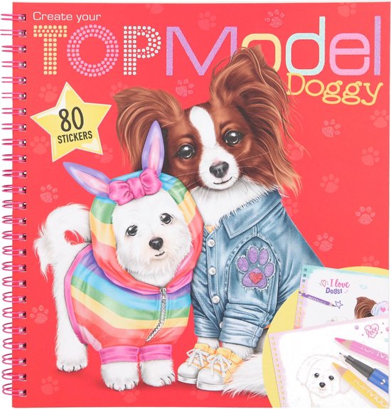 Topmodel Kleurboek Doggy Junior 22 X 21 Cm Karton Rood 4-delig