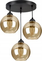 Hanglamp Industrieel voor Eetkamer, Slaapkamer, Woonkamer - Glass Serie - Bollamp 3-lichts excl. lichtbron - Amber - 3 Bol
