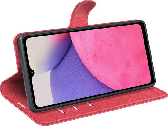 Coque Samsung Galaxy A33 - MobyDefend Leatherette Wallet Book Case - Rouge - Coque pour téléphone portable - Coque pour téléphone Ce produit est compatible avec : Samsung Galaxy A33
