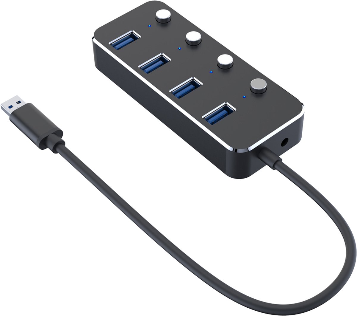 NÖRDIC USB-HUB14 USB naar 4x USB hub - USB3.0 - 5Gbps - Zwart