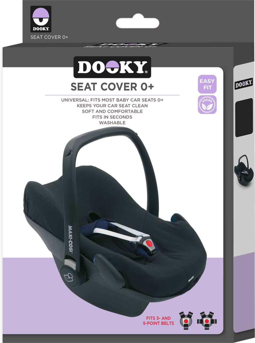 Dooky Seat Cover 0+ Autostoel hoes Zwart Uni - Universele Autostoelhoes Maxi Cosi CabrioFix, Maxi Cosi hoes Pebble, Maxicosi hoes, Cybex en meer - Autostoelhoes Baby Universeel – foto 3