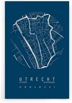 Walljar - Stadskaart Utrecht Centrum IV - Muurdecoratie - Poster