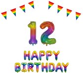 12 jaar Verjaardag Versiering Pakket Regenboog