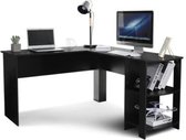 NumberOne® Bureau Computer Hoek bureau Laptoptafel - L Vormig Bureau - 4 Opbergvakken - Zwart