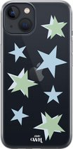 Green Stars - iPhone Transparant Case - Doorzichtig hoesje geschikt voor iPhone 13 Mini hoesje - Ster design sterren - Transparant
