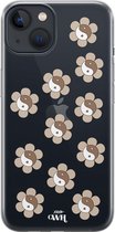 YinYang Flowers Nude - Transparant hoesje geschikt voor iPhone 13 hoesje transparant - Shockproof case met emoji YinYang geschikt voor Apple iPhone 13 - Doorzichtig hoesje met opdr