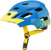 Mountainbike Helm - Kind - Fietshelm MTB - Geel-Blauw - Mat - Verstelbaar - Maat: 50-57CM - Fietsen - Wielrennen