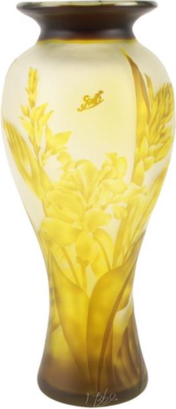 Design Vaas - Cameo gekleurd glas - 3D effect - Dragonfly - Emile Galle - art nouveau - 44,7 cm hoog