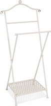 Dressboy van staal - Witte kledingstandaard - Kledinghouder met onderblad - Inklapbaar - 46 x 33 x 98 cm