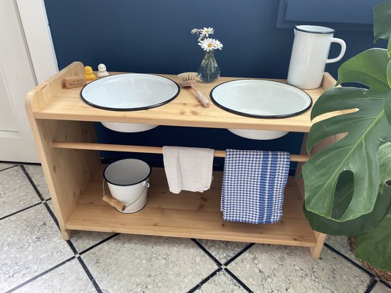 Manine Montessori Lavabo Enfant - Lavabo émaillé - Massief Hout