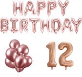 12 jaar Verjaardag Versiering Ballon Pakket Rosé Goud