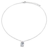 Ketting met Zirkonia - RVS - Lengte 41-45 cm - Zilverkleurig en Wit